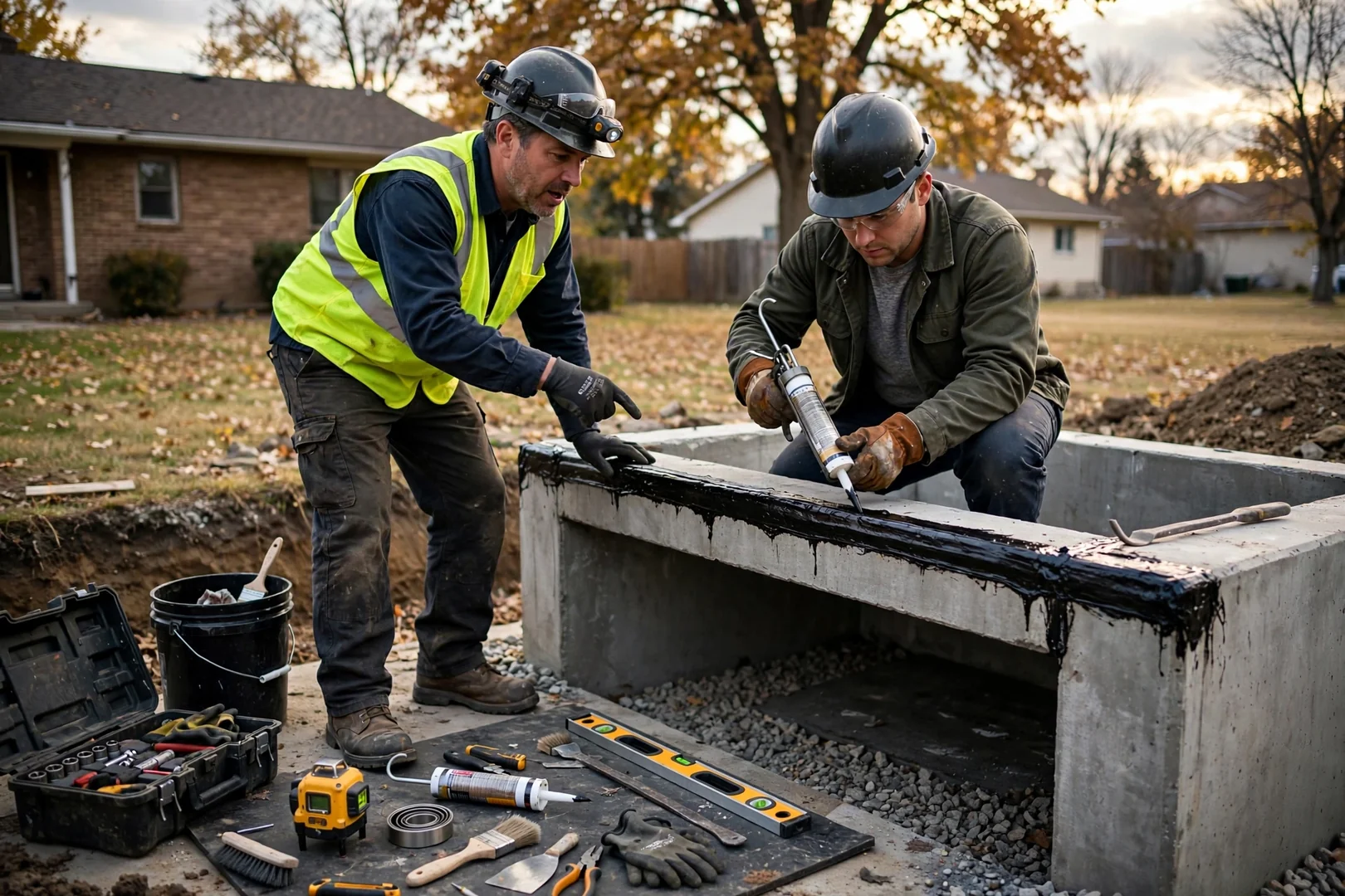 Precast concrete storm shelter lowered by crane into a prepared excavation in Topeka