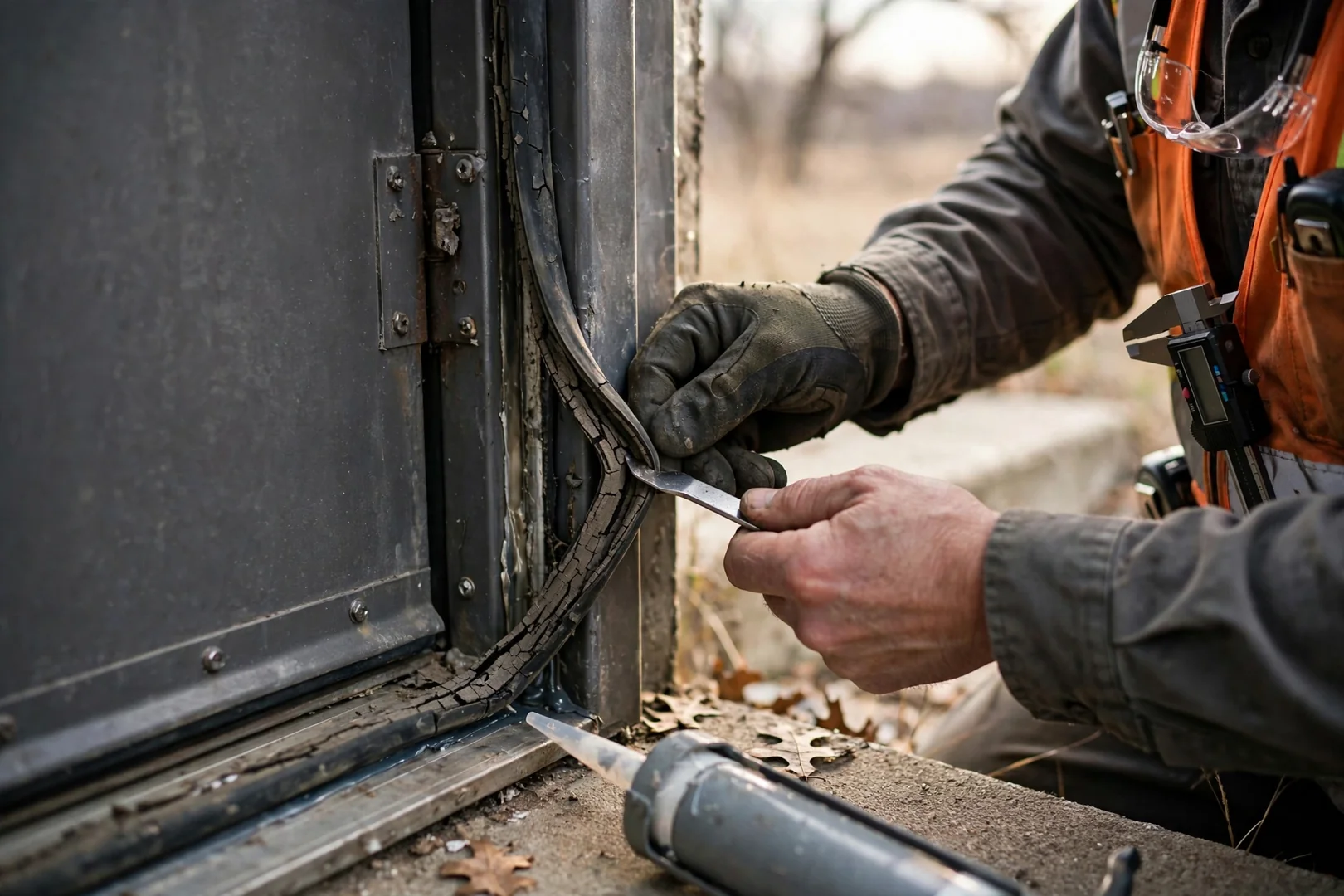 Water seepage at failed joint seal inside a Topeka shelter