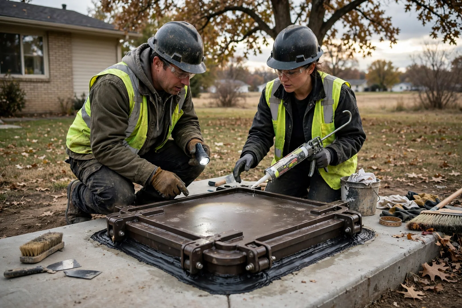 Finished Storm Shelter Installation system setup by Topeka Storm Shelter Specialists